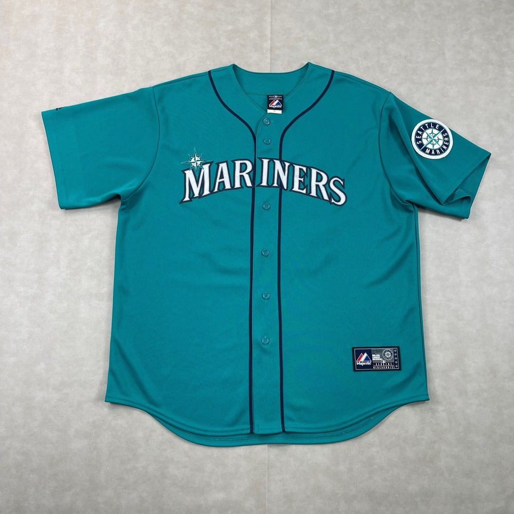 Seattle Mariners‎ Jesus Montero #63 Majestic Stitched Teal MLB Jersey Size XL